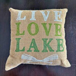 Vintage Throw Pillow Live Love Lake Accent Lake Life CottageCore Country